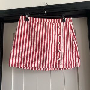 Red and white pinstripes skirt, fits like a medium